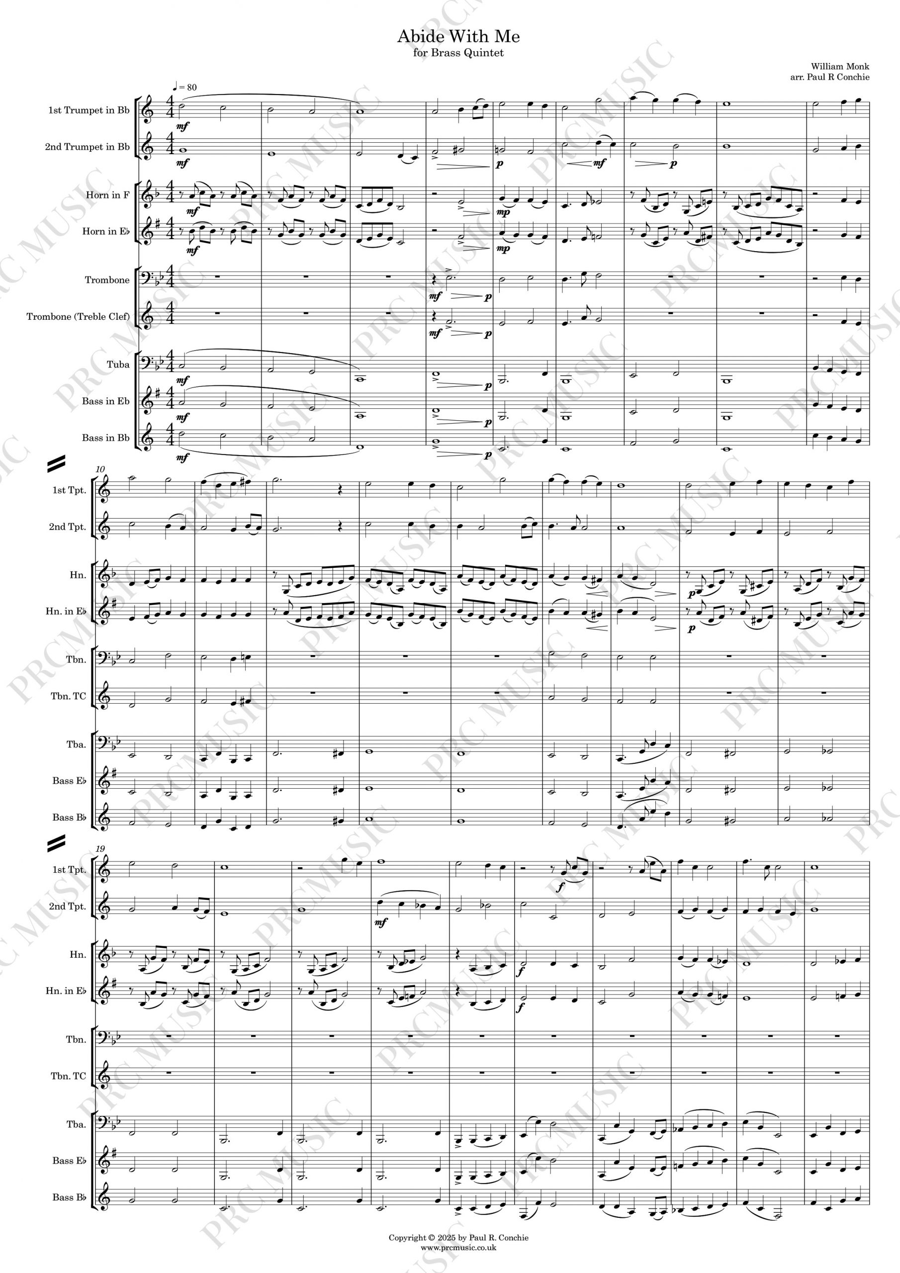 Abide With Me - Brass Quintet (Score Only) - Image 2